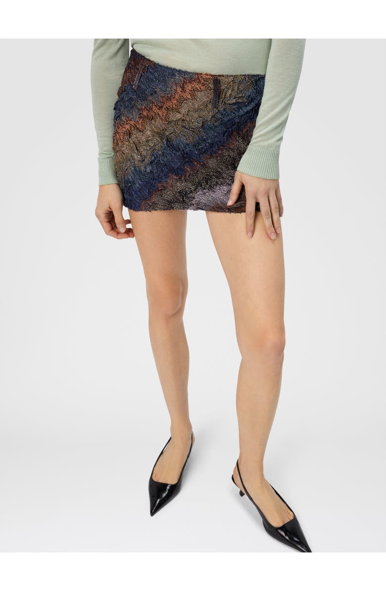 Missoni Pleated Mini Skirt With Snake Pattern, Alternate, color, Blue