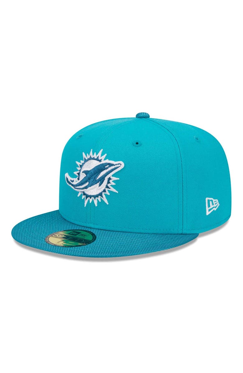 New Era Men's New Era Aqua Miami Dolphins Active Ballistic 59FIFTY Fitted Hat, Alternate, color, 