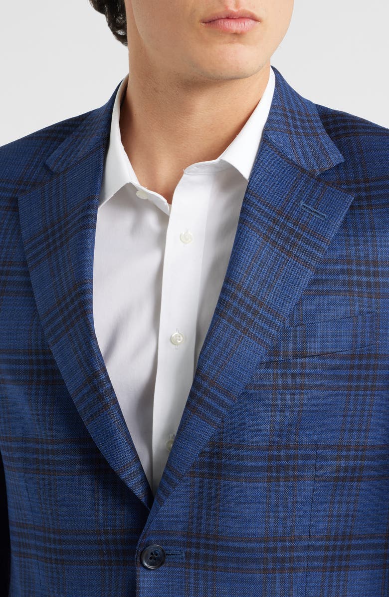 Peter Millar Flynn Classic Fit Dark Blue Plaid Wool Sport Coat, Alternate, color, Blue