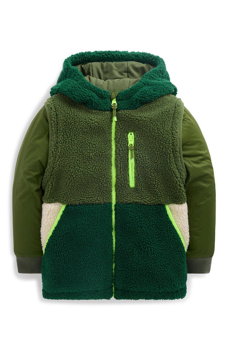 Kids' 2-in-1 Panelled Fleece Mix Jacket, Main, color, GREEN