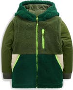 Mini Boden Kids' 2-in-1 Panelled Fleece Mix Jacket