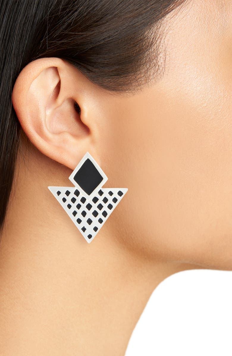 Karine Sultan Cosmic Shield Earrings, Alternate, color, Silver