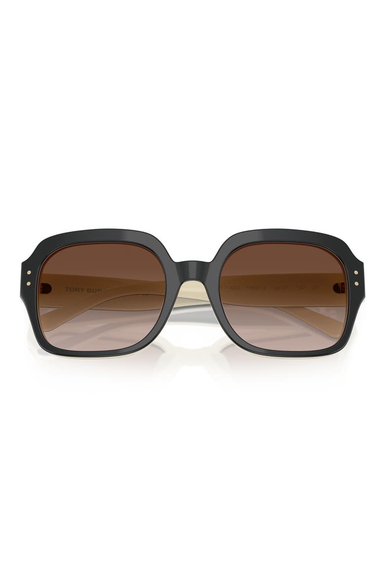 56mm Round Sunglasses, Alternate, color, BLACK/IVORY