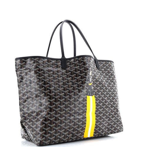 Pre-owned Goyard  Goyard Saint Louis Tote Printed Coated Canvas Gm In Black