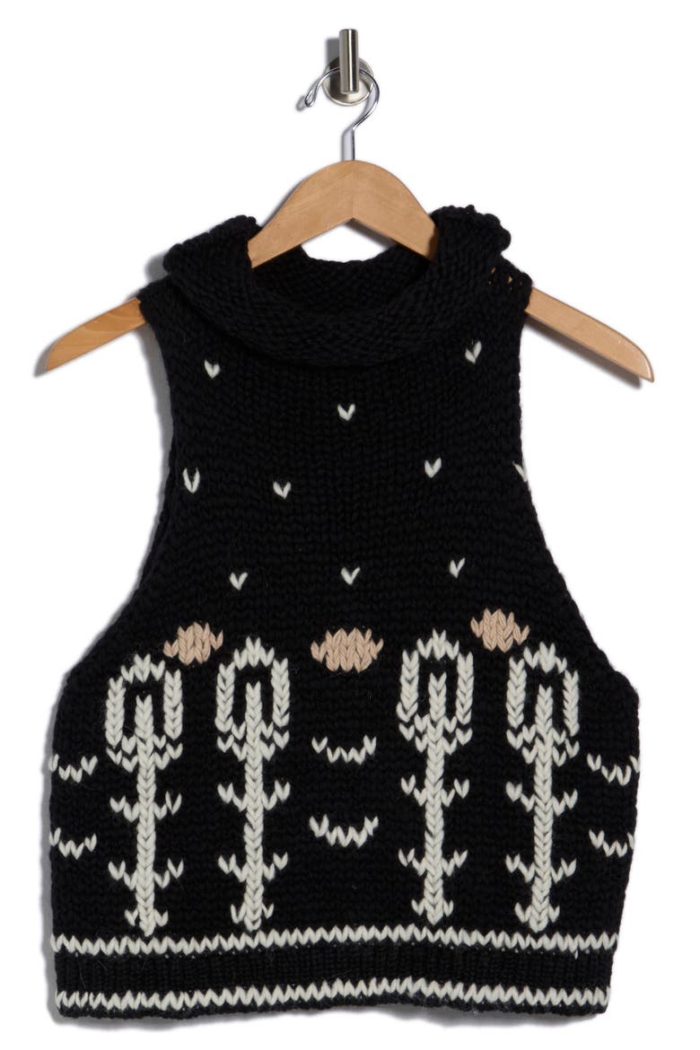 Wool Sweater Tank, Alternate, color, BLACK/ IVORY