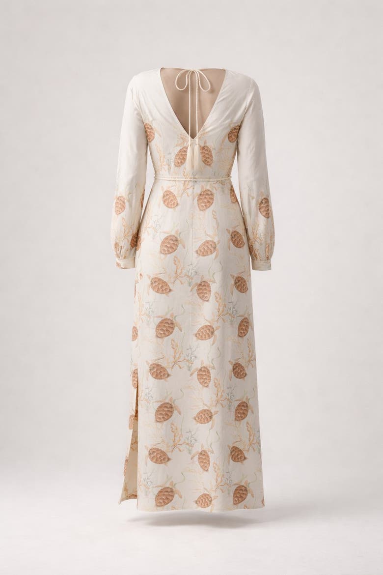 Maroa Linen-blend Printed Maxi Dress, Alternate, color, Ivory (off-white)