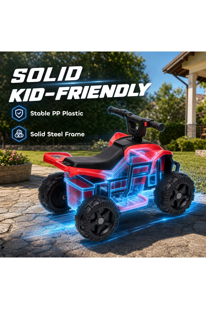 Kids ATV for Toddlers 1.5-4 Years, 6V Four Wheelers Kids Quad for 45Mins, Battery Powered with Handlebar Button, Alternate, color, Red