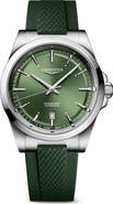 Longines Conquest Green Automatic Rubber Strap Watch, 41mm