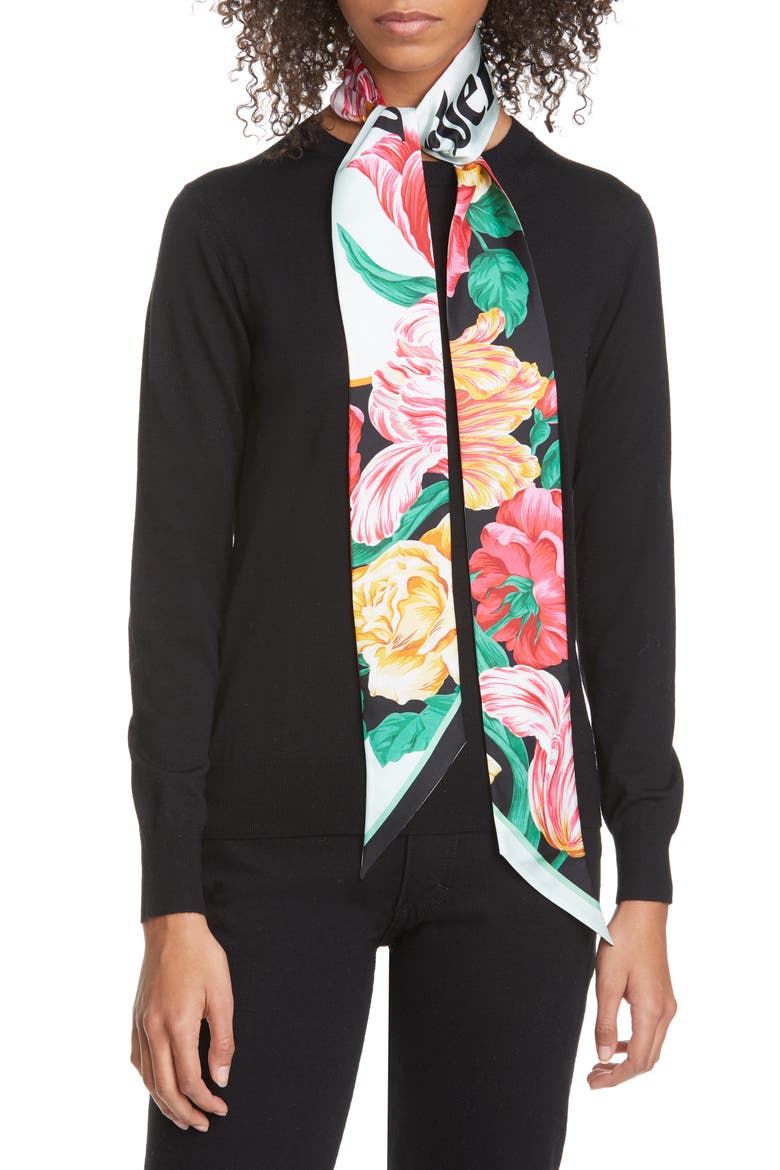 Archive Graphic Silk Scarf, Alternate, color, MINT GREEN FLORAL