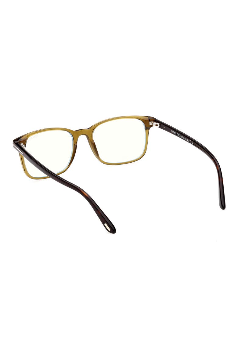 53mm Rectangular Blue Light Blocking Glasses, Alternate, color, SHINY DARK GREEN