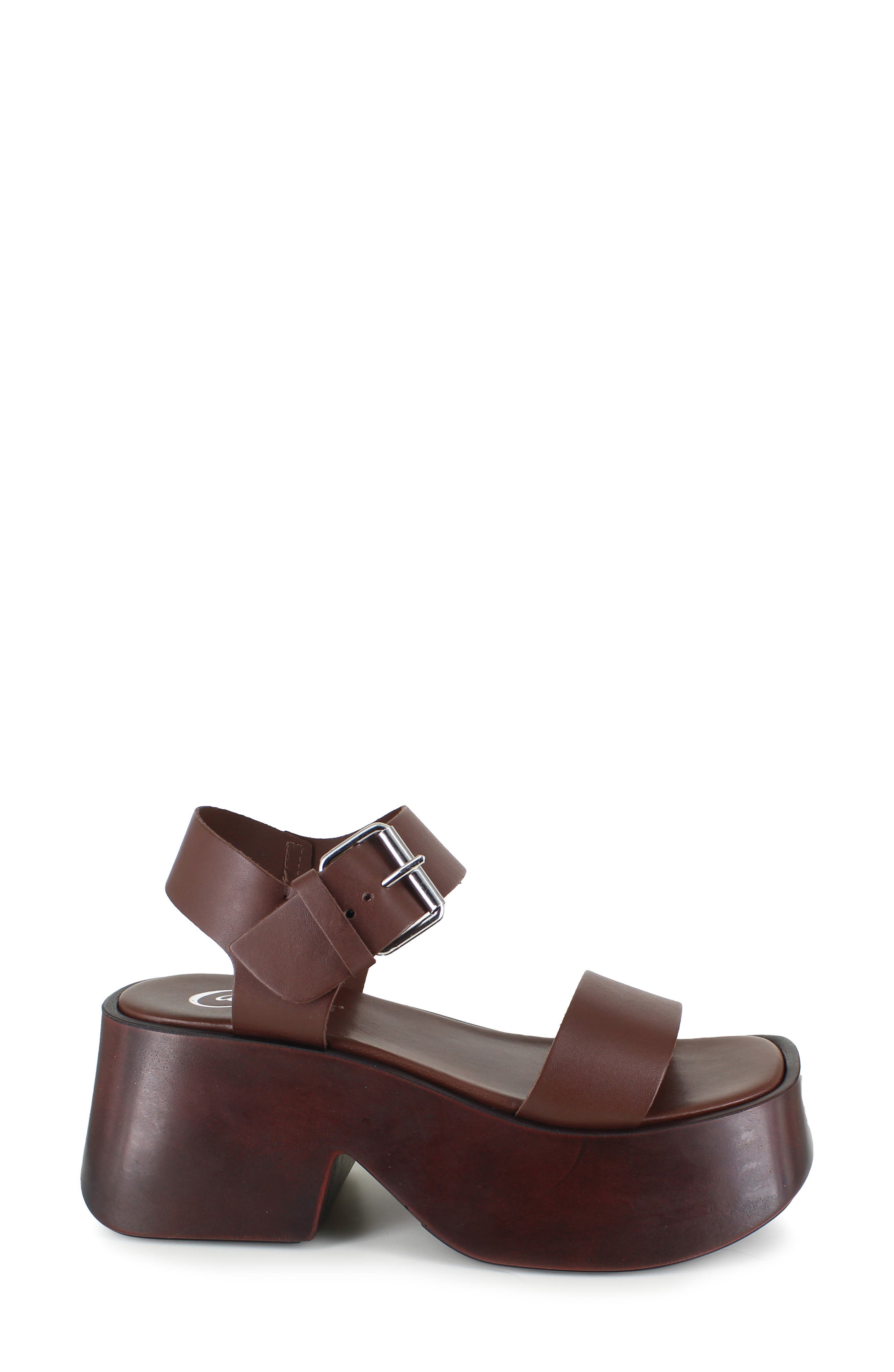 Leni Ankle Strap Platform Sandal, Alternate, color, BROWN LEATHER