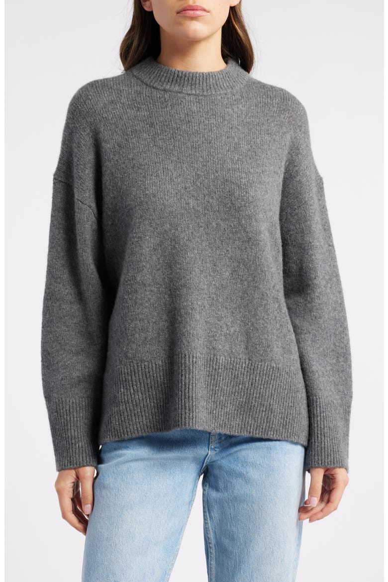 Miranda Crewneck Cashmere & Silk Sweater, Main, color, THUNDER