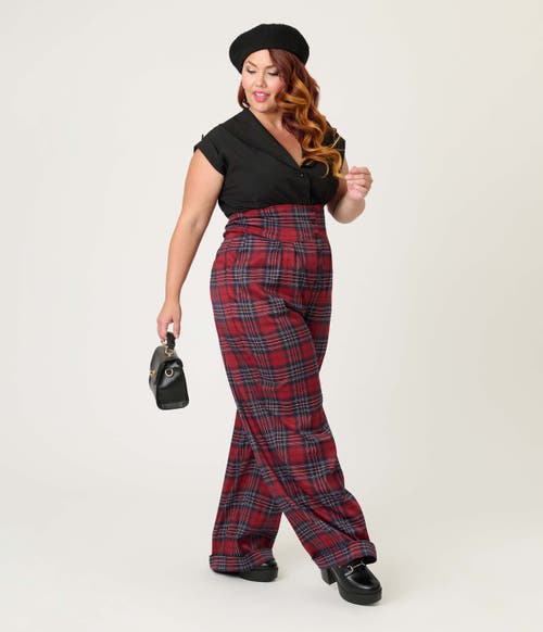 Unique Vintage Plus Size High Waist Trouser In Red