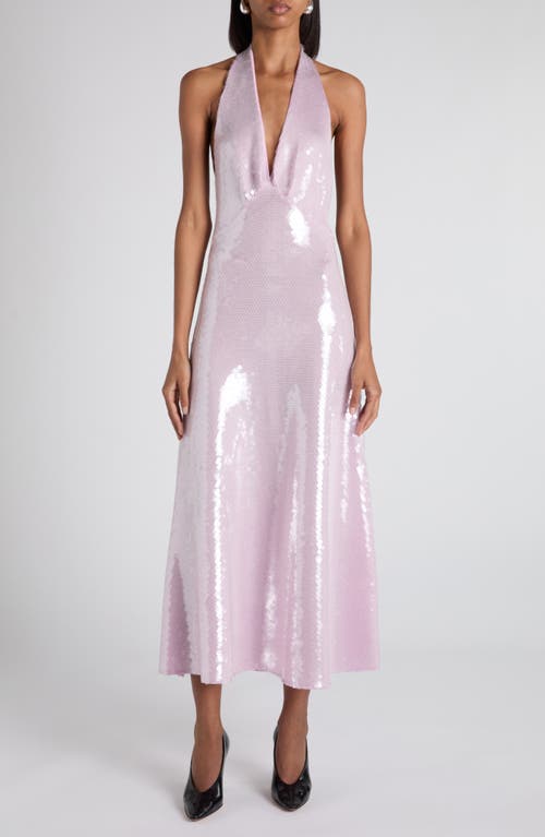 Bottega Veneta Halter Sequin Midi Dress In Pink