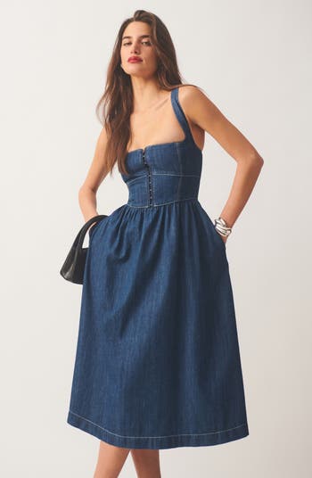 Reformation Tagliatelle Denim Dress | Nordstrom