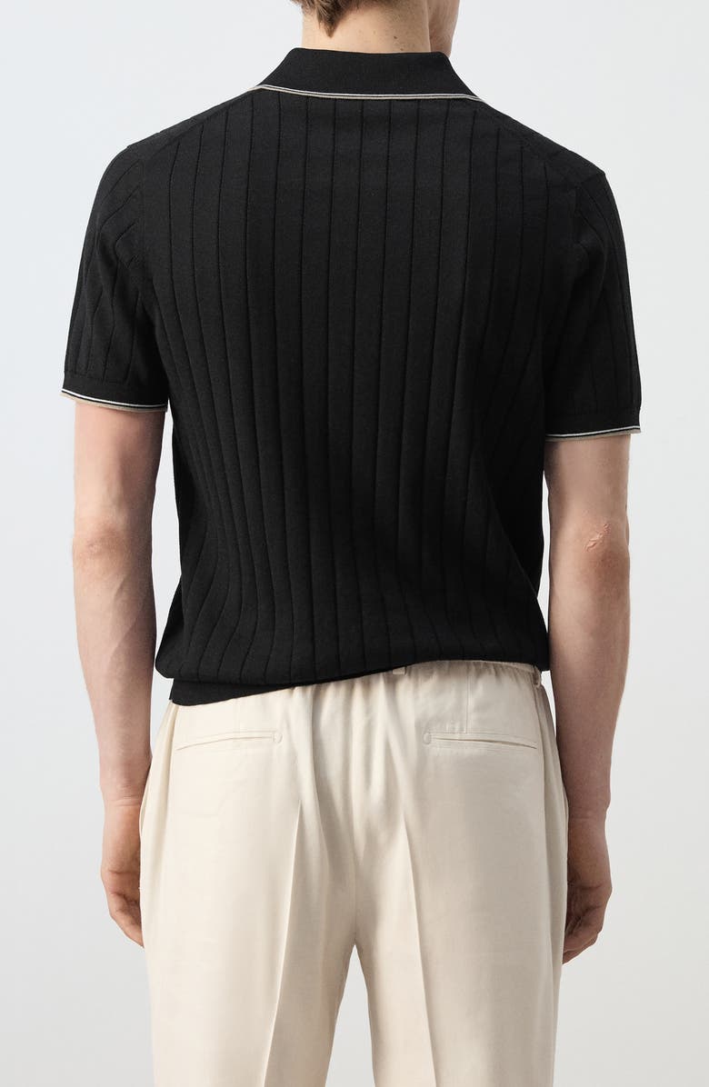 MANGO Zip Placket Polo, Alternate, color, Black