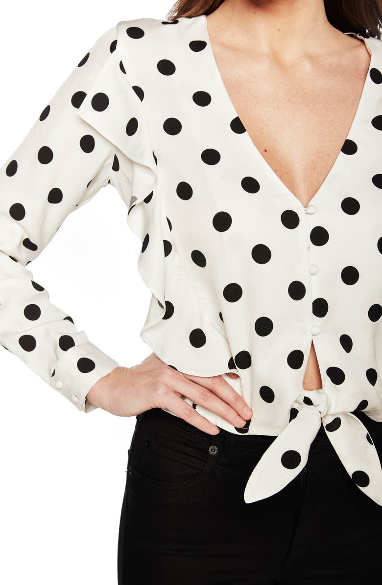 Bardot Ruffle Tie Waist Top, Alternate, color, 