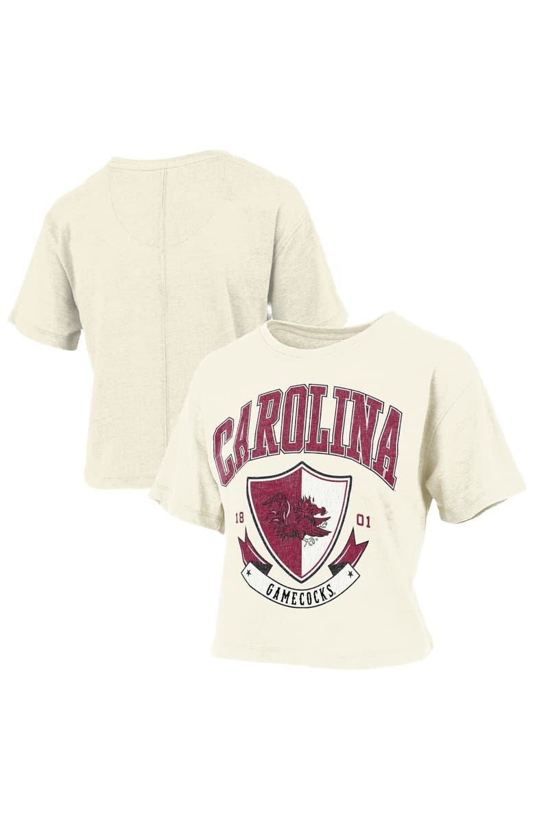 PRESSBOX Women's Pressbox Cream South Carolina Gamecocks Buckler Vintage Cropped T-Shirt, Main, color, Cream
