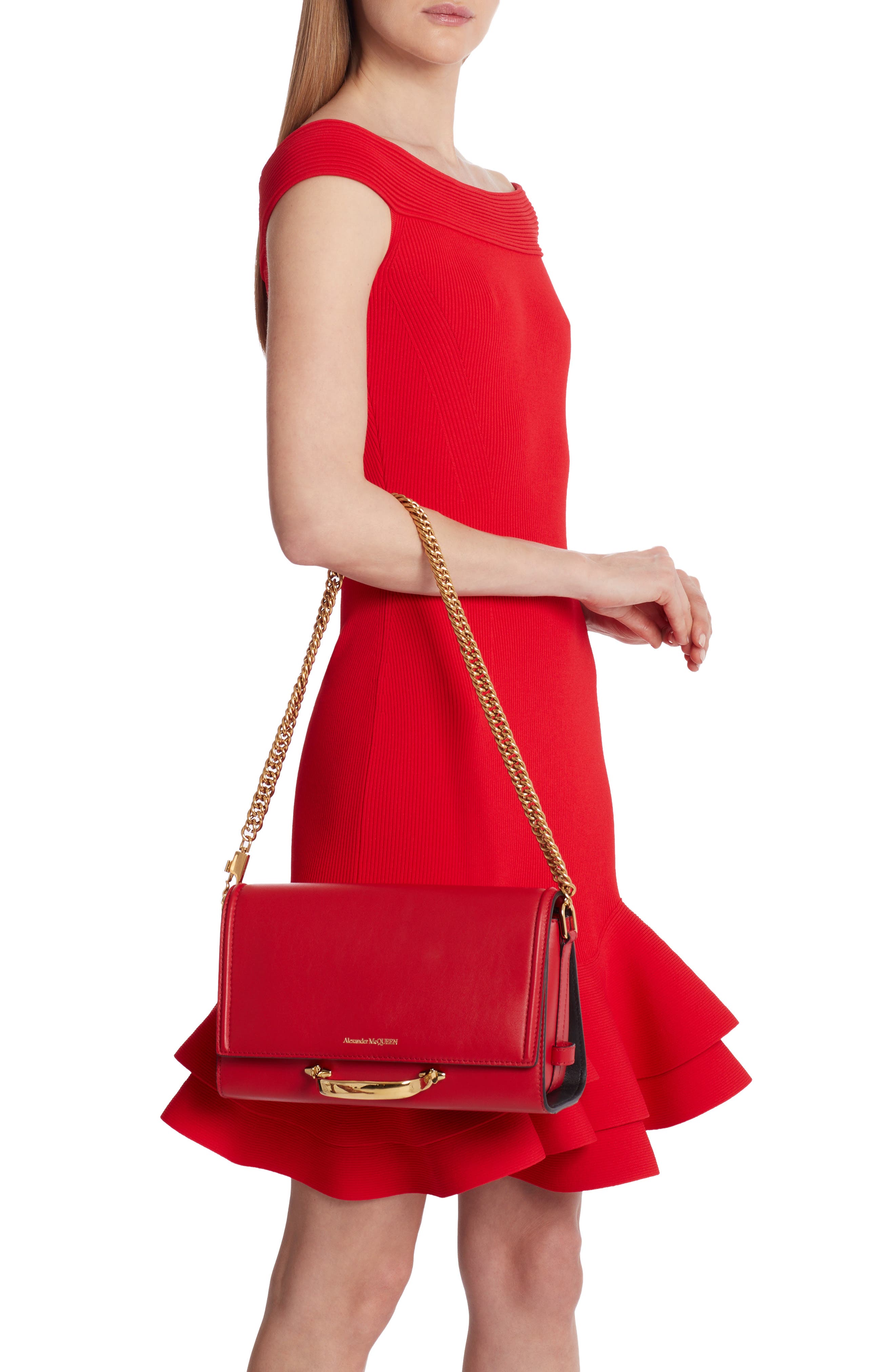 McQueen Alexander McQueen The Story Leather Shoulder Bag, Alternate, color, 