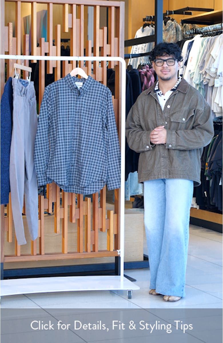 Everyday Outline Check Lightweight Cotton Stretch Flannel Button-Down Shirt, sales video thumbnail