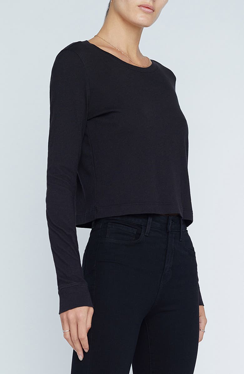 L'AGENCE Benny Crewneck Crop T-Shirt, Alternate, color, Black