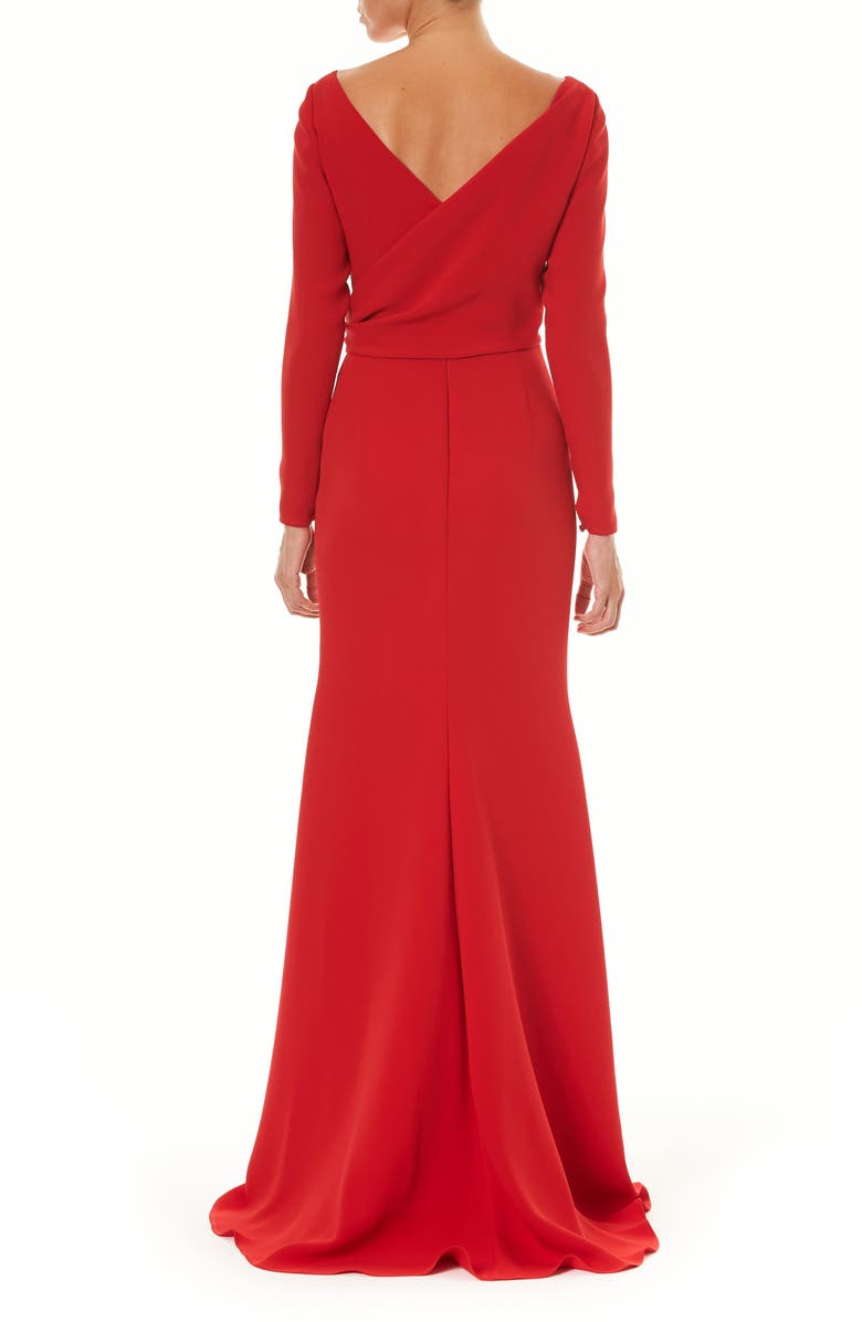 Carolina Herrera Knot Long Sleeve Silk Column Gown, Alternate, color, 