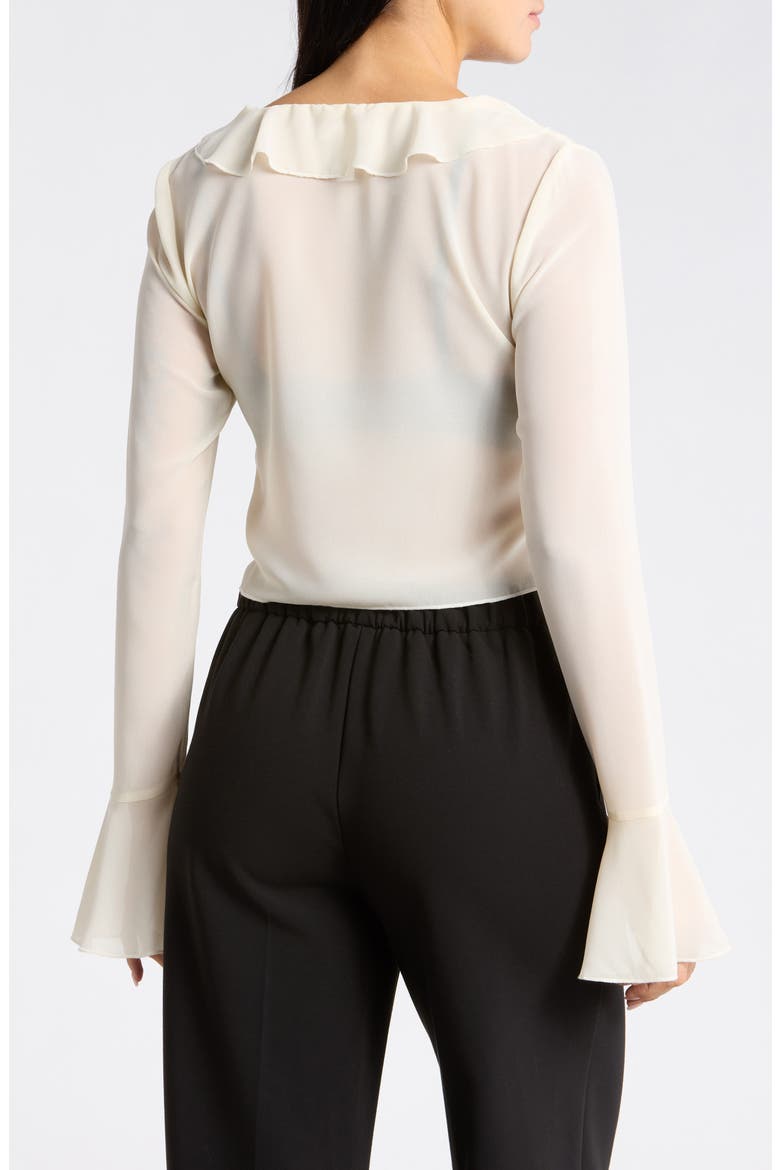 Ruffle Tie Front Chiffon Top, Alternate, color, IVORY