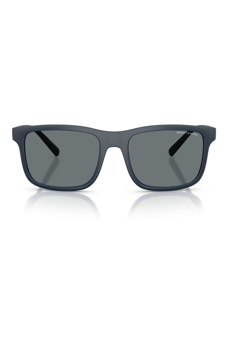 57mm Rectangular Sunglasses, Main, color, MATTE NAVY BLUE / DARK BLUE