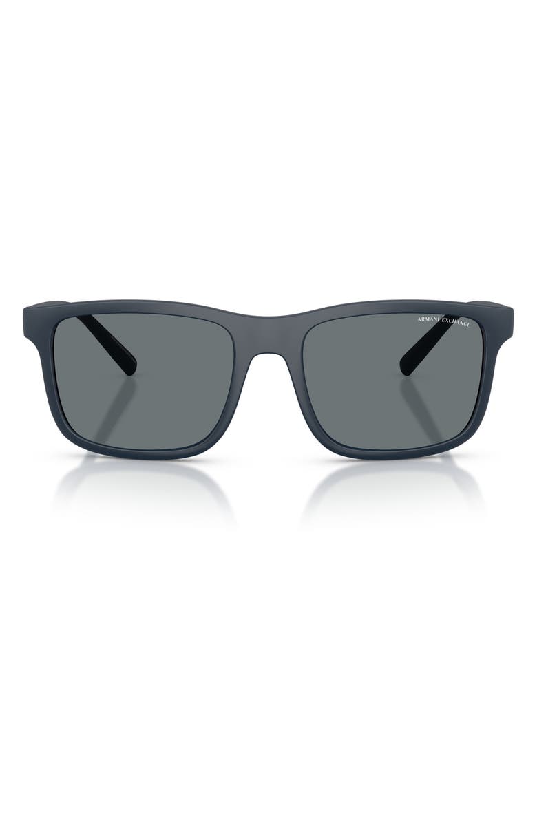 AX Armani Exchange 57mm Rectangular Sunglasses, Main, color, Matte Navy Blue / Dark Blue