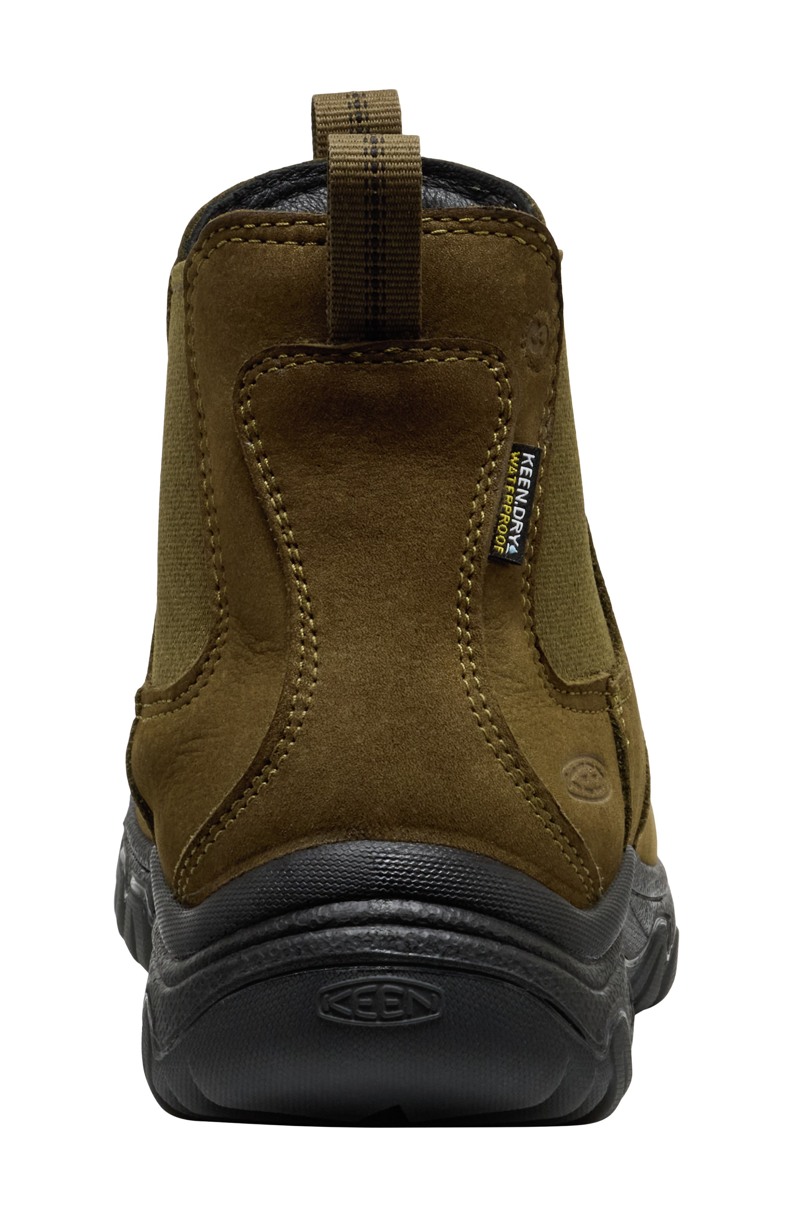 Greta Chelsea II Waterproof Leather Bootie, Alternate, color, DARK OLIVE/ BLACK