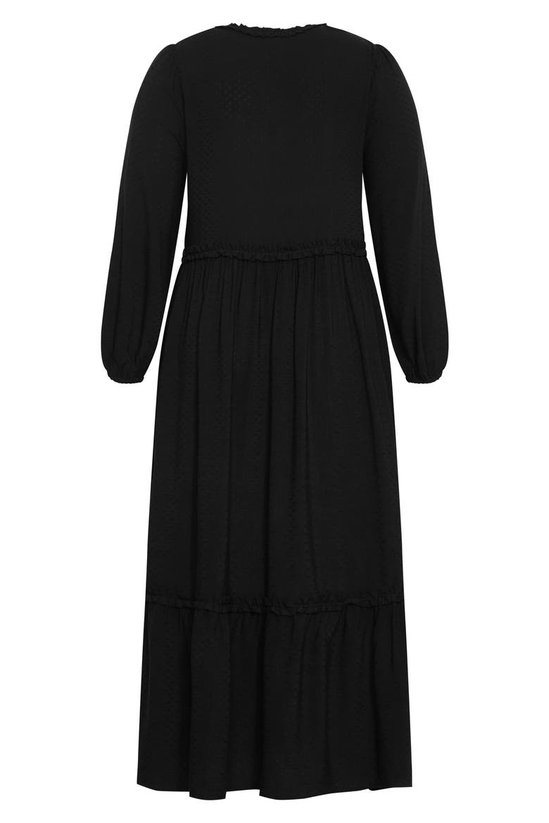 Journey Ruffle Long Sleeve Maxi Dress, Alternate, color, BLACK