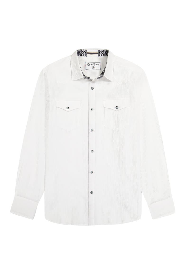 Cantina Seersucker Snap-Up Western Shirt, Alternate, color, WHITE