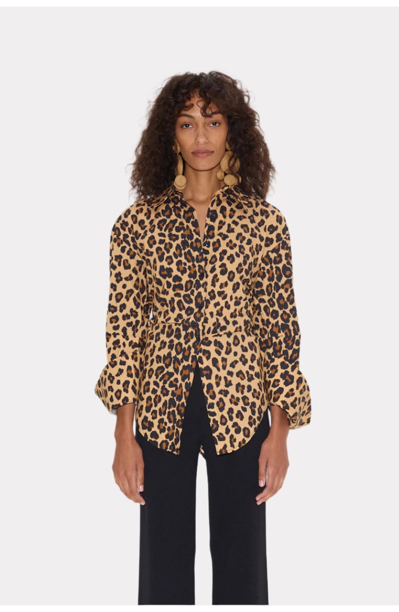 SIMONMILLER Loch Poplin Tie Back Button Up Shirt, Main, color, Cheetah