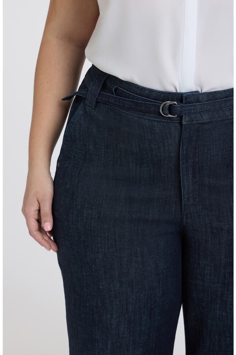Mia Belted High Waist Palazzo Flare Jeans, Alternate, color, RINSE
