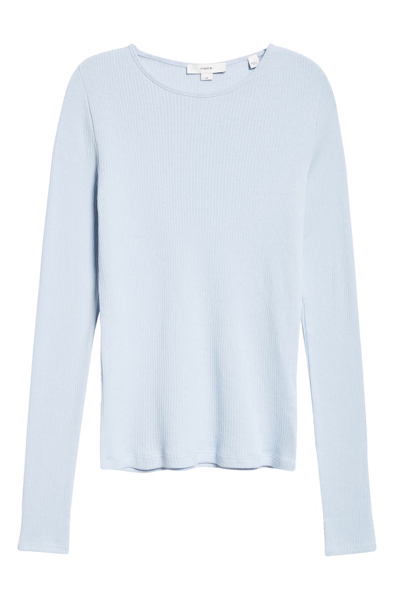 Vince Rib Pima Cotton Long Sleeve Crewneck T-Shirt, Alternate, color, Kyanite