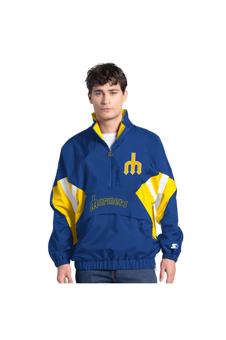 Men's Starter  Royal Seattle Mariners Cooperstown Chief Half-Zip Pullover, Main, color, Royal