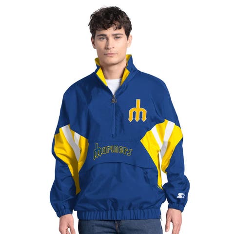 Men's Starter  Royal Seattle Mariners Cooperstown Chief Half-Zip Pullover