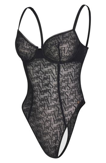 Savage X Fenty Signature Script Underwire Teddy In Black