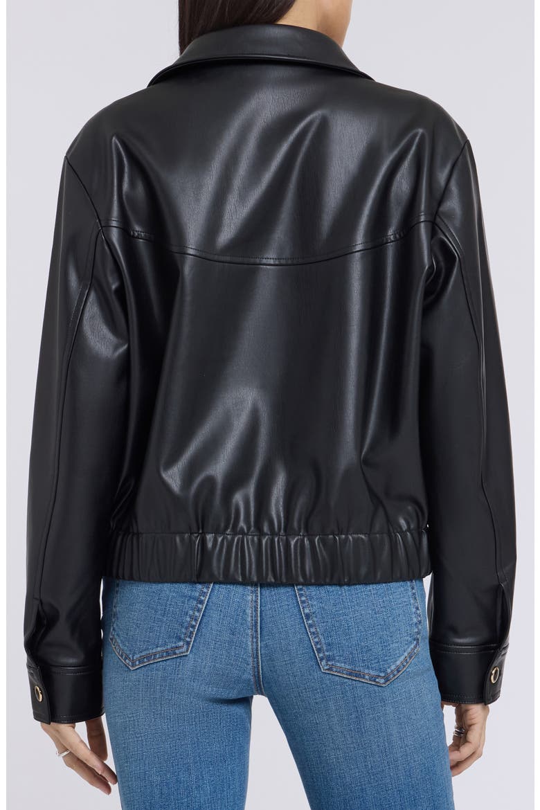 Faux Leather Baseball Jacket, Alternate, color, BLACK