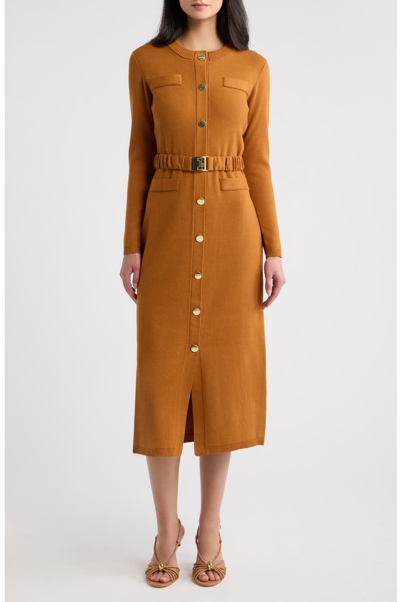 Belted Button Down Maxi Dress, Main, color, TOAST