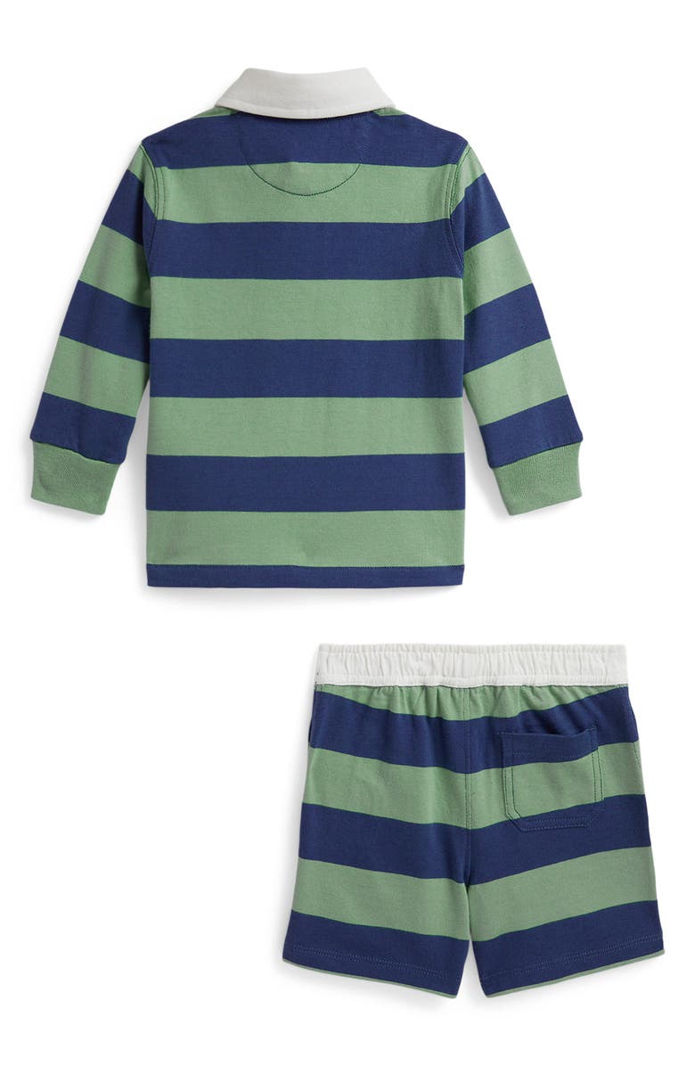 Ralph Lauren Jersey Two-Piece Short Set, Alternate, color, Faded Mint/ Old Royal