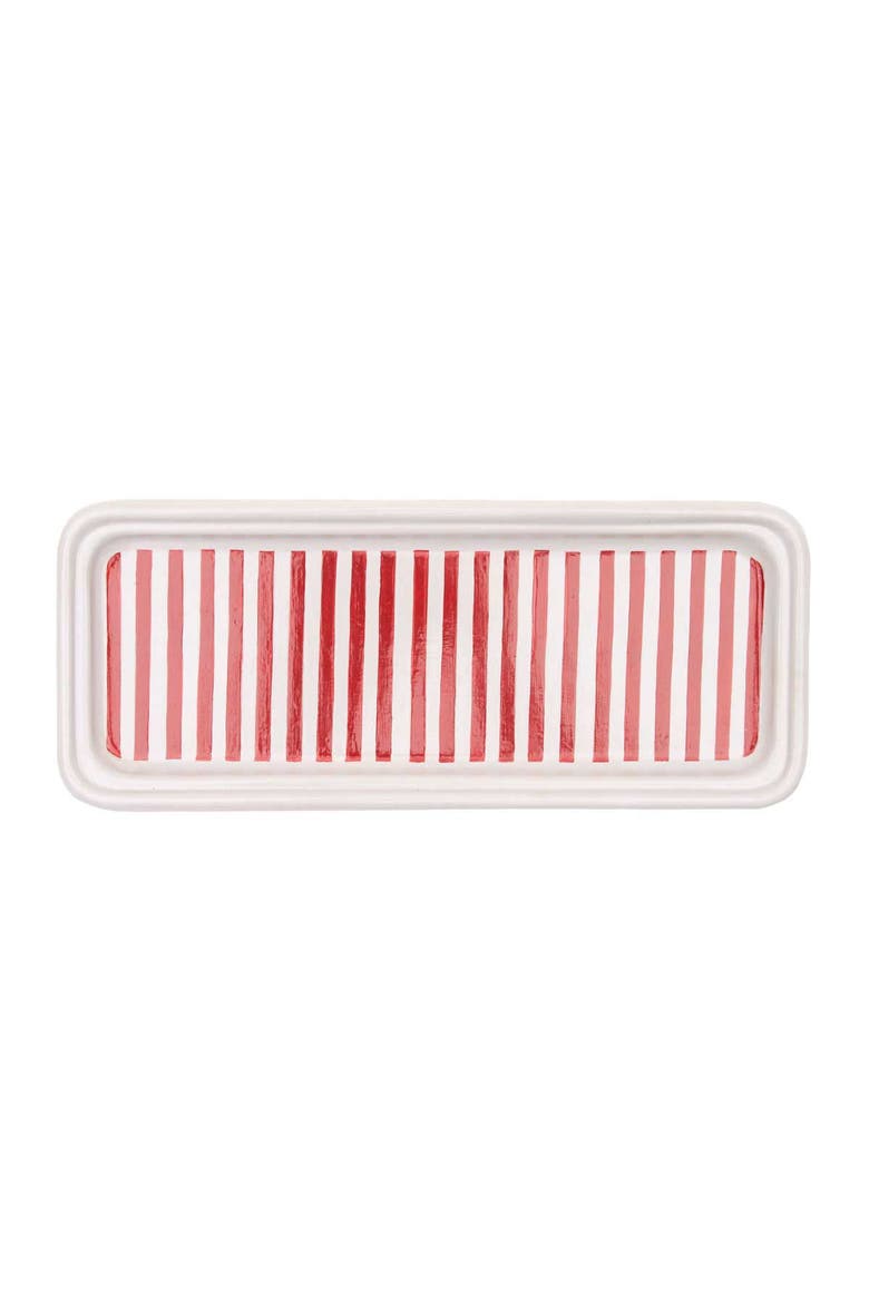 Cabana Striped Red Vanity Tray, Main, color, Red