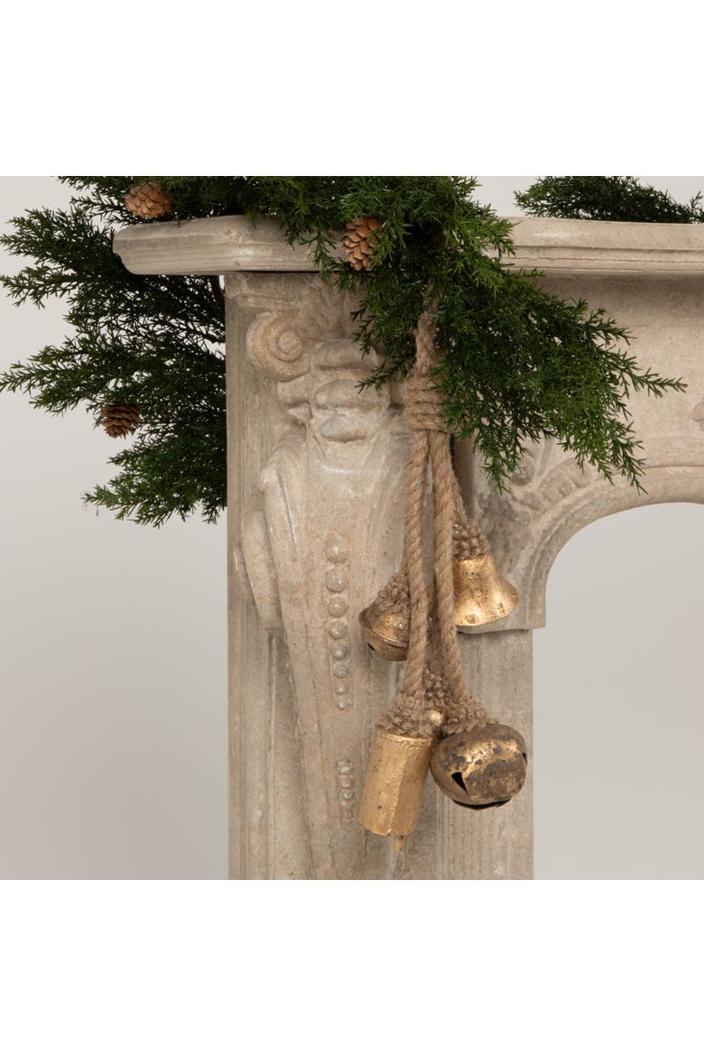 Decorative Metal Bells in Various Shapes on Jute Rope Hanger, Alternate, color, Gold Finish