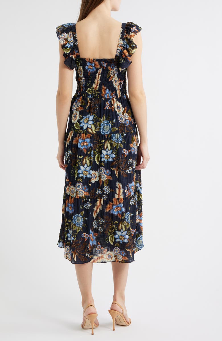 Vince Camuto Floral Midi Sundress, Alternate, color, Navy Multi