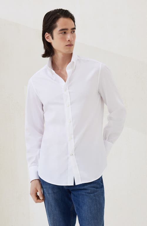Brunello Cucinelli Men's Basic Fit Solid Sport Shirt With Button-down Collar In White
