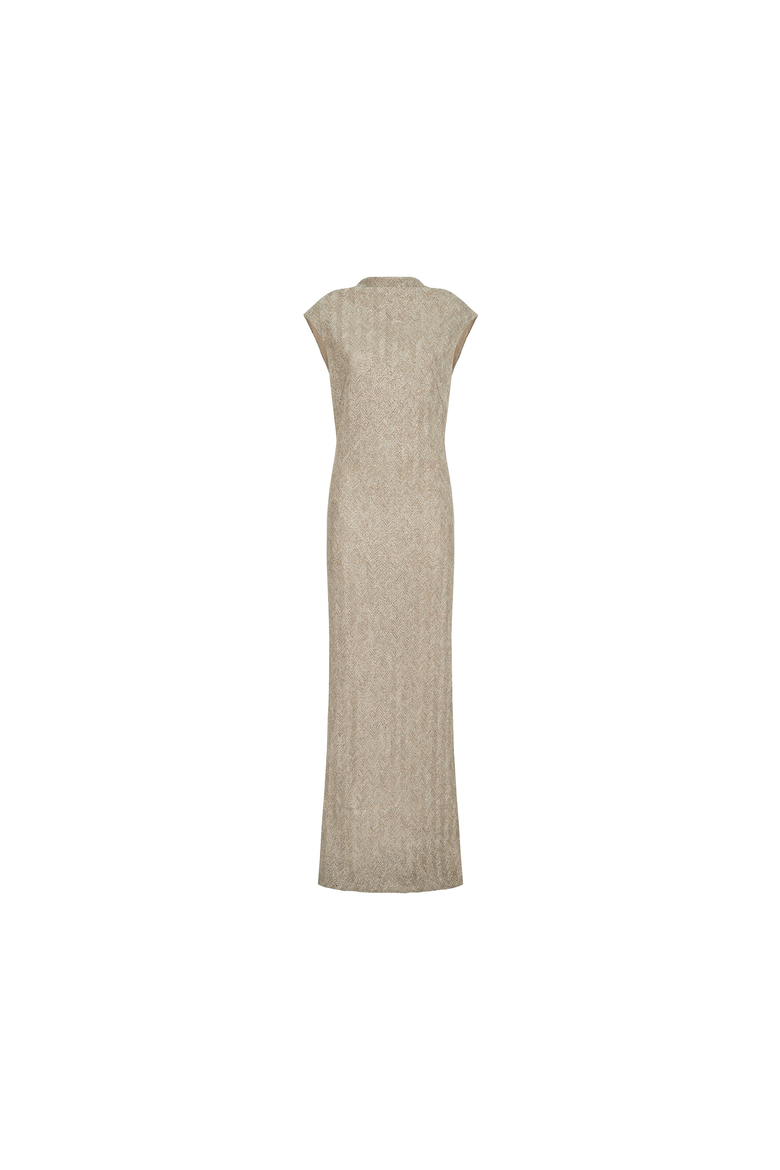Dazzling chevron embroidery dress in sparkling mohair and wool, Alternate, color, Rope