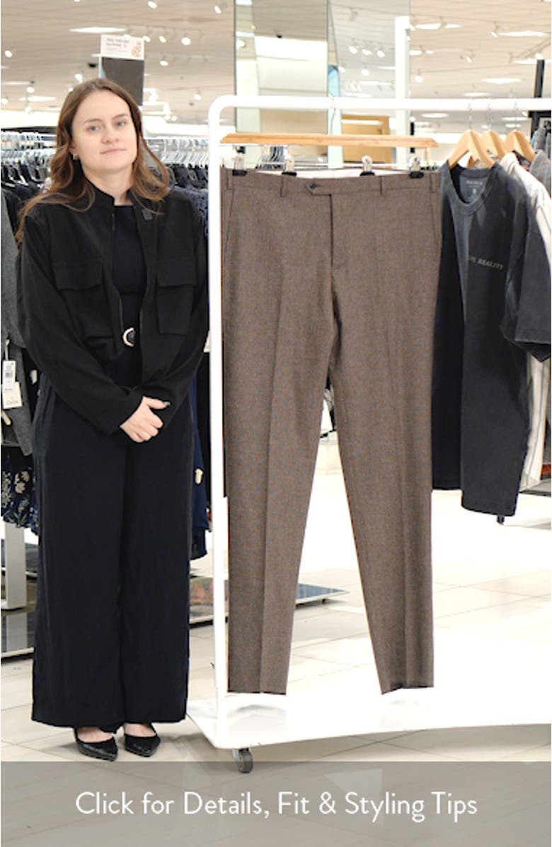 Devon Flat Front Stretch Wool & Cashmere Dress Pants, sales video thumbnail
