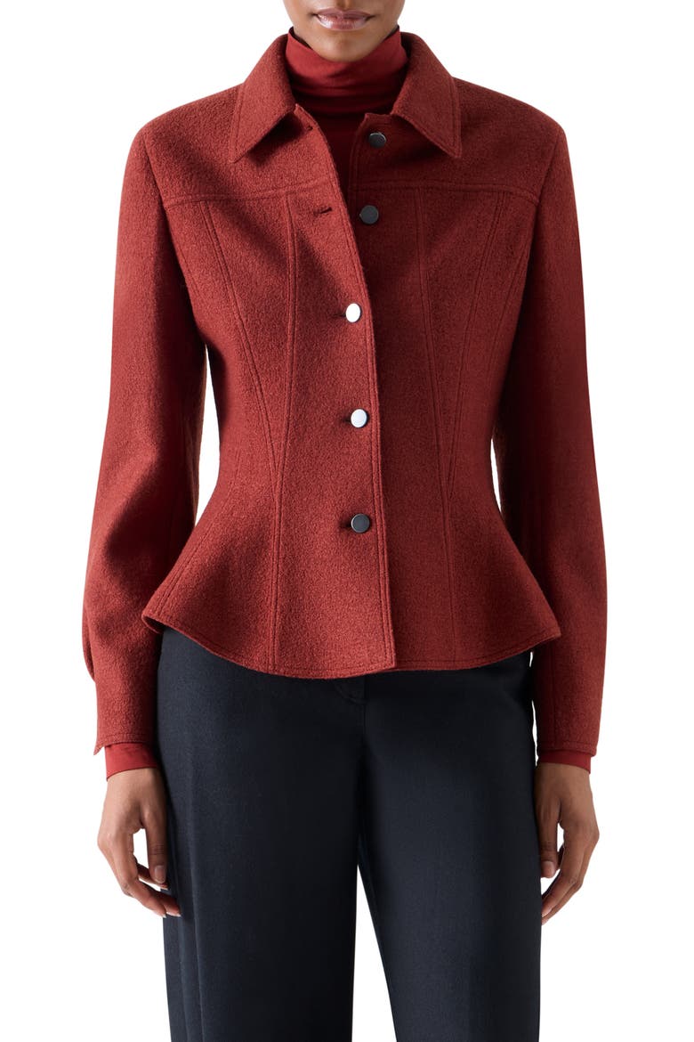 Flared Boiled Wool Jacket, Main, color, COPPER