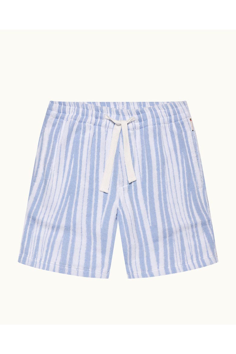 Trevone Towelling Classic Fit Towelling Crossover Stripe Shorts, Alternate, color, AERO BLUE/WHITE SAND