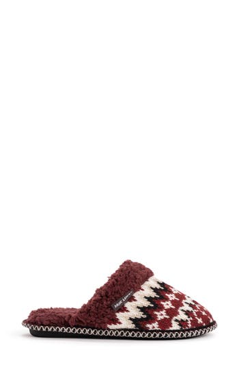 Muk Luks Frida Faux Fur Lined Scuff Slipper In Burgundy